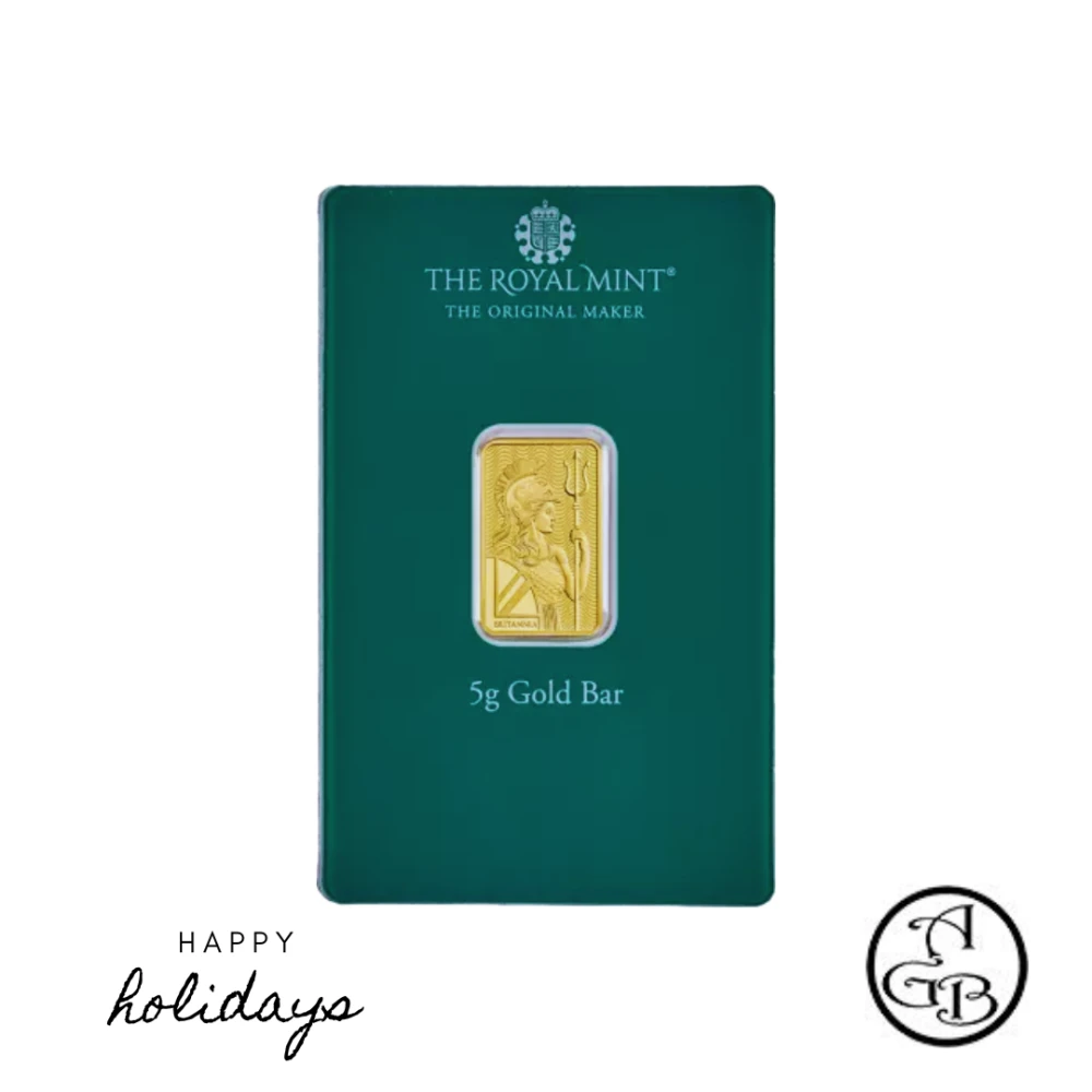 CADEAUTIP! Geslagen goudstaaf 5 gram The Royal Mint | Merry Christmas